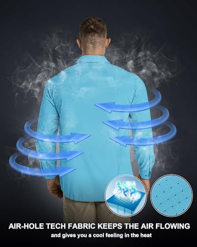 33,000ft Men's Long Sleeve Sun Protection Shirt UPF 50+ UV Quick Dry Cooling Fishing Shirts for Travel Safari Camping Hiking - Image 2