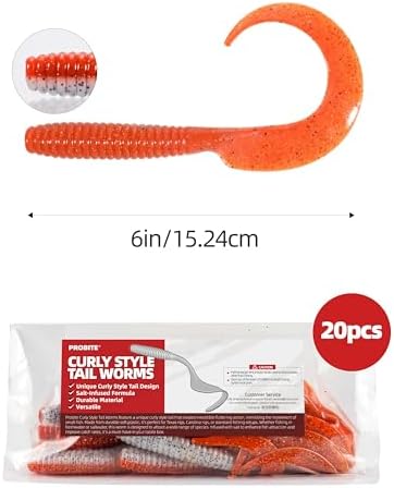 Curly Style Tail Worms Fishing Lures – Realistic Wavy Tail Soft Bait Grub Swimbaits for Saltwater & Freshwater Fishing, Available in 4 Inch & 6 Inch, Perfect for Bass, Trout, Crappie, & More - Image 6