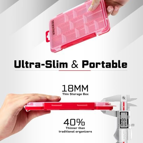 Geinxurn Small Flat Storage Parts Organizer, 2Pcs Red Portable Transparent Plastic Small Parts Tool Box with Removable Dividers, Screwdriver Bit Cases Storage(2 Pieces) - Image 5