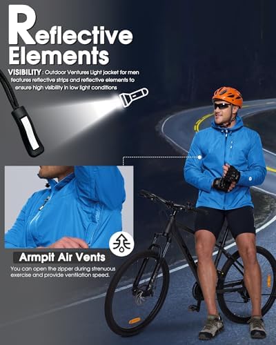 Outdoor Ventures Men's Packable Rain Jacket Waterproof Lightweight Raincoat - Image 6