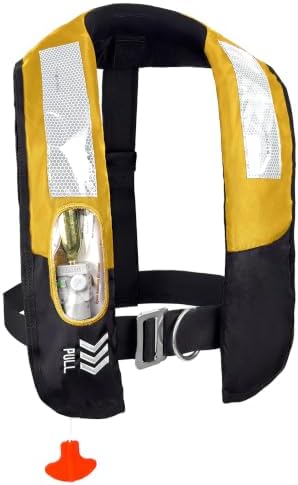 Manual Inflatable Life Jacket,Preserver PFD for Adults,Life Vest for Adults,Supports Weight up to 330 pounds by NAUTISHIELD