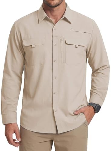 WULFUL Men's Sun Protection Fishing Shirts UPF 50+ Lightweight Quick Dry Cooling Long Sleeve Shirts for Work Hiking Safari by WULFUL