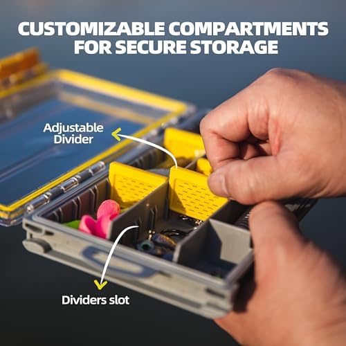 RUNCL 3500 Standard Fishing Tackle Box, Waterproof Floating Lure Storage Box with Adjustable Dividers, Clear Rust-Proof Utility Tray for Terminal Tackle, Hooks and Sinkers - Image 5