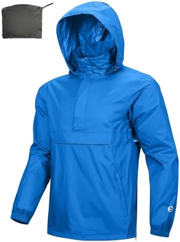 Outdoor Ventures Men's Rain Jacket Waterproof Lightweight Packable Pullover by OutdoorVentures