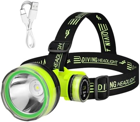 Waterproof Diving LED Headlamp – Rechargeable Underwater Torch with 2 Light Modes | Bright LED Diving Flashlight for Forehead, Hands-Free Head Light for Swimming, Snorkeling, Hiking, Outdoor Adventure by Unknown