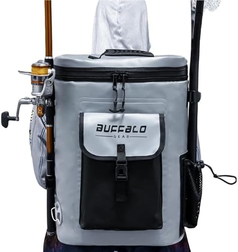 Buffalo Gear Fish Cooler Backpack 32Qt Waterproof Fishing Backpack Cooler Portable Fish Bag, Keep Ice Cold More Than 24 Hours - Image 3
