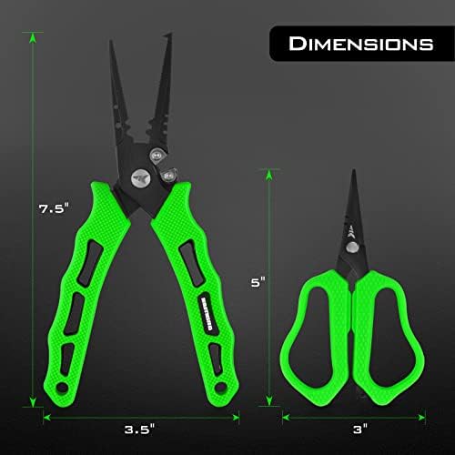 KastKing Cutthroat 7.5" Saltwater Fishing Pliers & Scissors Set, Green - Image 6