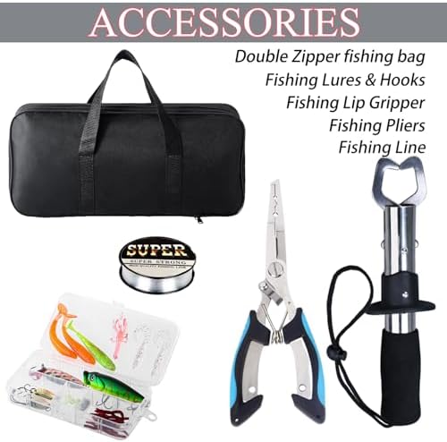 Tripquips Fishing Rod, 6.9ft Telescopic Fishing Rod and Reel Combo with Fishing Pliers and Lip Gripper Fishing Equipment, 5.2:1 Pre-Loaded Spinning Reel Combo Set Fishing Pole - Image 5