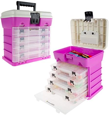 Storage Tool Box Organizer - Utility Box with 4 Drawers and 19 Compartments for Camping Supplies and Fishing Tackle by Wakeman Outdoors by Wakeman