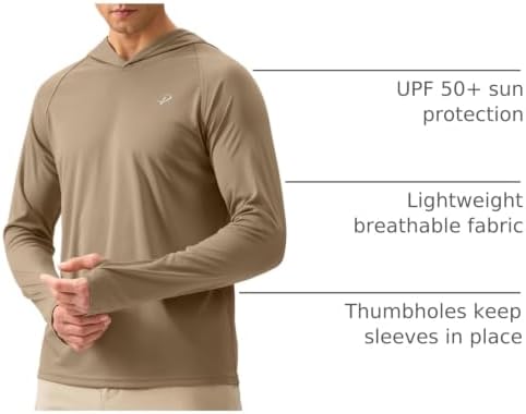 Pudolla Men's Sun Protection Hoodie Shirts UPF 50+ Fishing Hiking Shirt - Image 4
