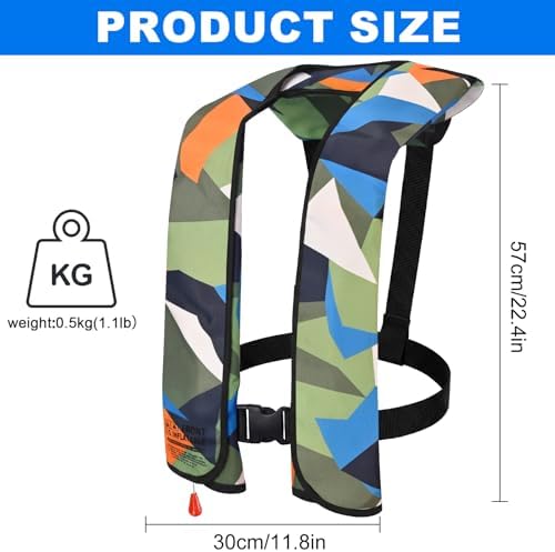 2-Pack Adult Automatic Inflatable PFD Jacket, Adjustable and Lightweight Water Sports Vest for Kayak SUP Paddleboarding Boating Sailing Fishing (Buoyancy is Greater Than 150 N) - Image 2