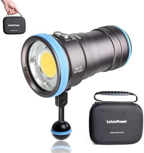 Seal CB 4000 Lumen Dive Light for Underwater Photography, 100m Underwater Video Light 94 CRI with 120 Degree Wide Beam Angle Scuba Flashlight for Professional Dive Photography Fill Light by LetonPower