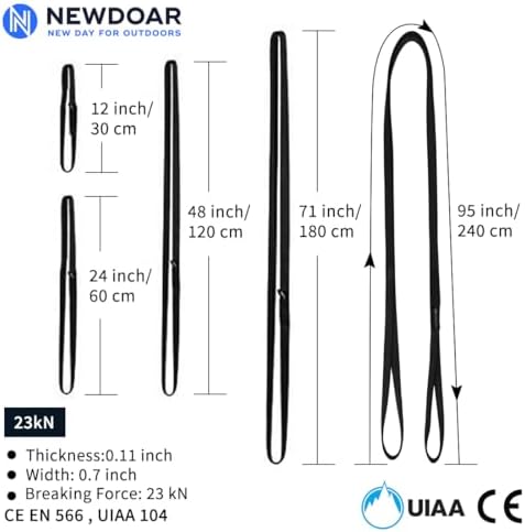 NewDoar 16mm Climbing Sling UIAA CE Certified,23KN EN566 Certified,Climbing Utility Cord Rock Climbing,Creating Anchors System,Rappelling Gear,Perfect for Tree Work - Image 3
