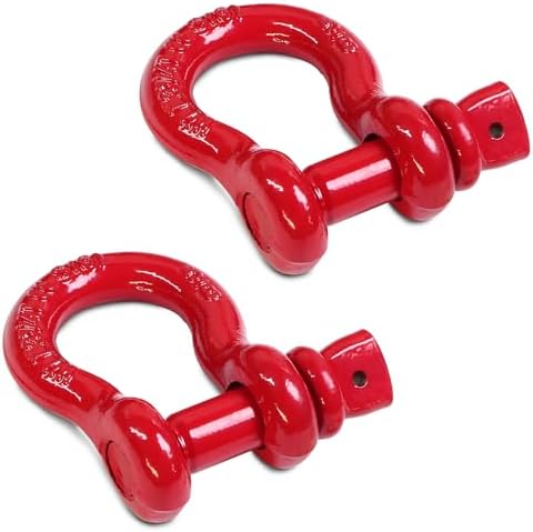 5/8" D Ring Shackle with 3/4" Screw Pin, 3.25T Working Load Limit (WLL) / 19.5T (42,990 lb) Minimum Breaking Strength (MBS) for Tow Strap Winch, Off-Road Vehicle Recovery (Red, 4 Pack) by Jamiikury