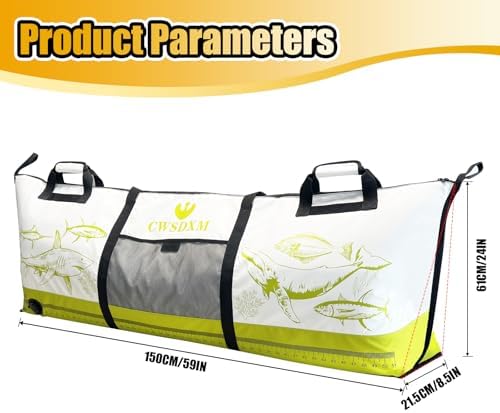 Insulated Fish Cooler Bag, 60'' Waterproof Leakproof Fishing Kill Bag with Drain Valve, Zipper and Heavy Duty PVC Marine Cooler for Boat Kayak Offshore Fishing, Keeps Fish Fresh Up to 48H - Image 4