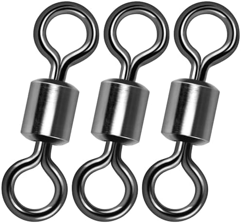 Alwonder Fishing Barrel Swivels, 40 to100-Pack Swivels Fishing Tackle Freshwater Saltwater Swivel Rolling Swivel Heavy Duty Stainless Steel Lures Leaders Line Connectors Terminal Tackle by Alwonder