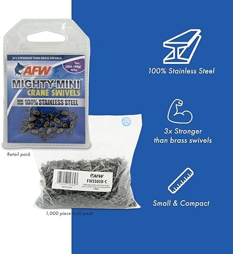 AFW Mighty-Mini Wire Crane Fishing Swivels, 411lb Test - 7 Pieces - Image 2
