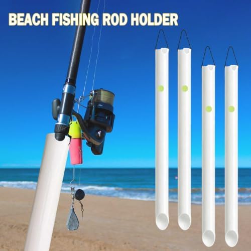 4 Pack 27in Tubular Sand Spikes for Surf Fishing PVC Surf Shore and Beach Fishing Rod Holder Sand Spike for Beaches, Rivers and Sandy Beaches with Grooves - Image 3