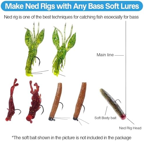 Eupheng Ned Rig Jig Kits, Mushroom Jig Heads for Bass Fishing - Image 6