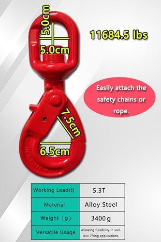 Heavy Duty Swivel Lifting Hook - 11684 lbs Capacity - Hoist Hook Sling for Heavy Cargo【11684 lb*2Pack】 - Image 6