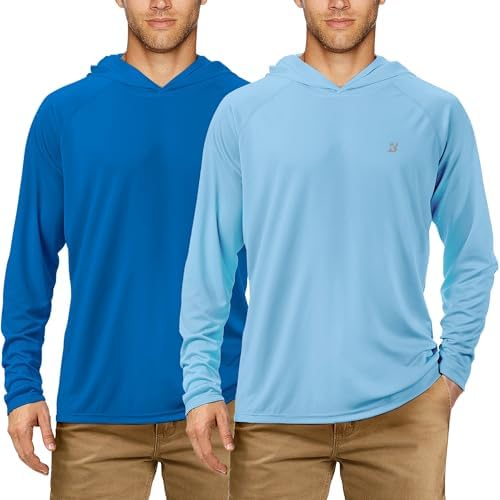 Roadbox Mens Fishing Sun Hoodie, Long Sleeve UPF 50+ UV Protection Shirts by Roadbox