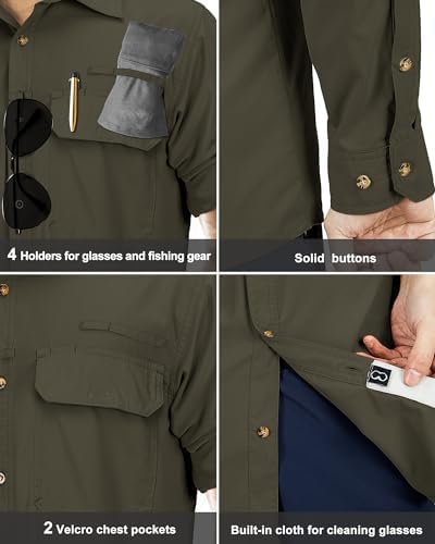 33,000ft Men's Long Sleeve Sun Protection Shirt UPF 50+ UV Quick Dry Cooling Fishing Shirts for Travel Safari Camping Hiking - Image 5