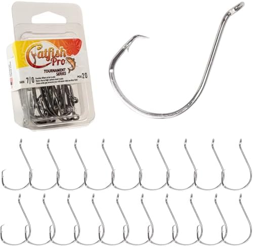 Catfish Pro Tournament Series Circle Hooks – Catfish Fishing Hooks, High Carbon Steel, Double Offset Circle Hooks for Catfish, 5/0–10/0 Sizes, Razor Sharp, Freshwater & Saltwater (16–24 Pack) by CatfishPro
