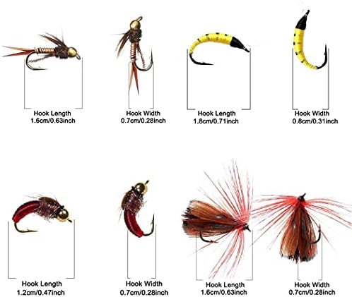 OutdoorFishing Fly Fishing Flies Kit Fly Assortment Trout Bass Fishing with Fly Box, 33/48/72/100/114/148pcs with Dry/Wet Flies, Nymphs, Streamers, Popper - Image 5