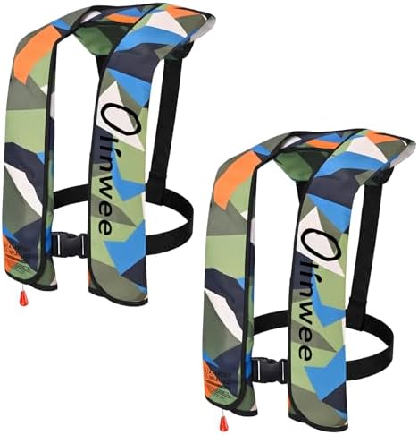 2-Pack Adult Automatic Inflatable PFD Jacket, Adjustable and Lightweight Water Sports Vest for Kayak SUP Paddleboarding Boating Sailing Fishing (Buoyancy is Greater Than 150 N) by Unknown