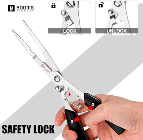 Booms Fishing Hook Remover Pliers, Long Nose, Braid Cutter, Lanyard, Black - Image 5