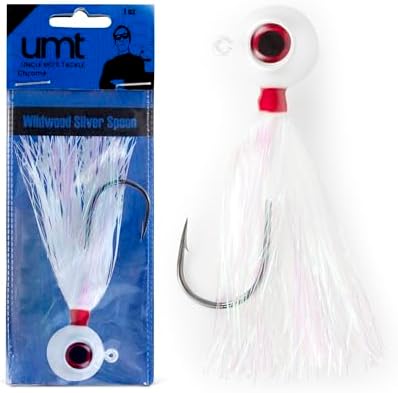 UMT Mylar Bucktail Fluke Ball Jighead for Saltwater Fishing 2oz, 3oz, 4oz - White - 6/0 Mustad Hook, 3D Eye – Flounder, Porgies, Sea Bass, Blackfish Tautog & Bluefish - Image 6