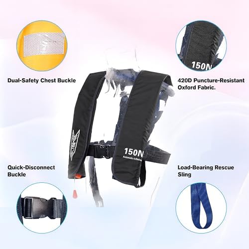 Inflatable-Life-Jacket| Lightweight Life-Vest for Adults| Automatic Inflatable-PFD| Supports up to 300 lbs - Image 4