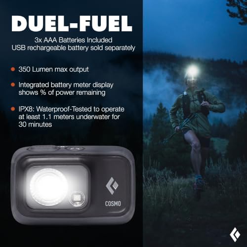 BLACK DIAMOND Cosmo 350 Headlamp, AAA Powered, Dimmable Bright, BD Graphite - Image 2