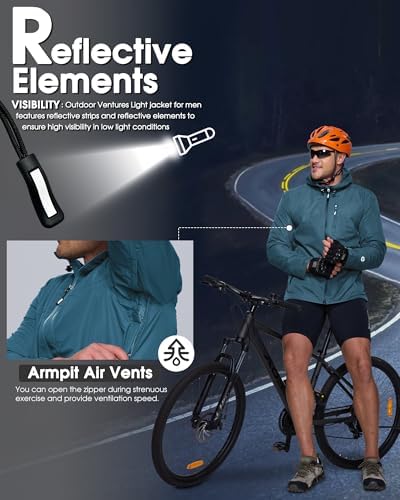 Outdoor Ventures Men's Packable Rain Jacket Waterproof Lightweight Raincoat - Image 6
