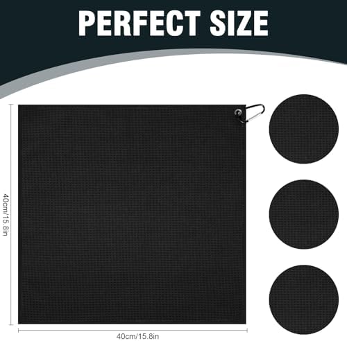 Puomue 3 Pack Microfiber Fishing Towels with Clip, 16" x 16", Waffle Pattern for Effective Cleaning of Fishing Gears or Dirty Hands, Perfect for Camping Towels and Hiking Towles (Black, 16"x16") - Image 2