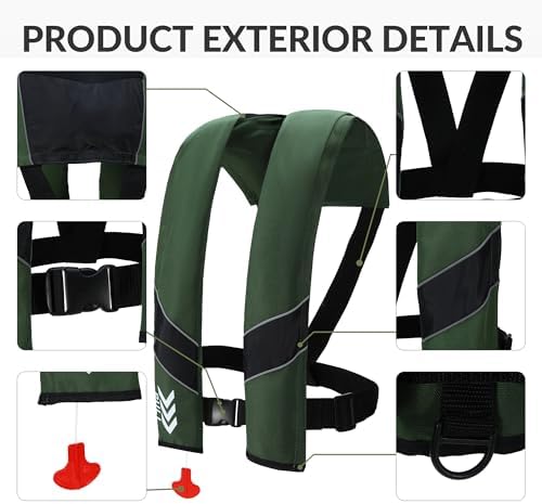 Inflatable Life Jackets for Adults Automatic Life Vests PFD Low Profile Load Capacity Up to 330lbs - Image 5