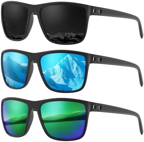 Fanshen Square Polarized Sunglasses for Men, 3 Pack Lightweight UV Protection Sun Glasses for Driving Fishing Golf by Unknown