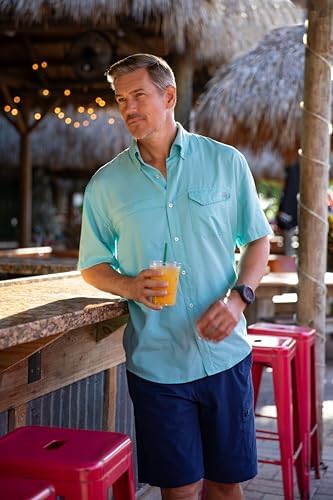 HUK Men's Tide Point Kc Scott Original Artwork Short Sleeve Shirt, Fishing Button Down - Image 7