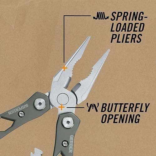 Gerber Suspension NXT 15-in-1 EDC Multitool, Pliers w/ Pocket Knife, Grey - Image 3