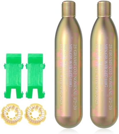 24G Co2 Cartridge Cylinder for Life Vest, Accessory for C02 PFD Rearming Kit, for Auto/Manual Inflating Life Jacket, for Adult, Used for Fishing, Surfing, Sea/Ocean Activities 2Pack by Unknown