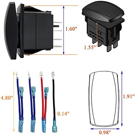 12V 24V RED High Low Beam Headlight Rocker Switch with Wires 7PIN ON-Off-ON DPDT 3 Way Toggle Switch for Car Truck Can Am Commander SUV Off Road Vehicle RZR Dash Replacement Switch - Image 2