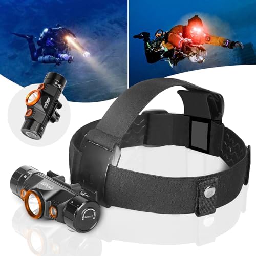 ORCATORCH TD01 Diving Headlamp, White/Red Dual-Color Head Mount Scuba Light by ORCATORCH