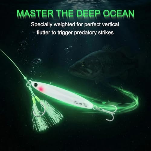 Saltwater Fishing Lures Metal Jigs Vertical Jigging Lure with Treble & Double Assist Hooks, 35-100g 6 pack Laser Glow Spoon Speed Sinking Slow Pitching Jig Offshore Targeting Tuna Mahi-Mahi Yellowtail - Image 4