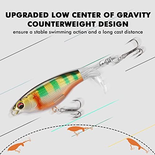 TRUSCEND Top Water Fishing Lures with BKK Hooks, Easy Catch Plopper Lure for Freshwater or Saltwater, Floating Lures for Bass, Pike, Catfish, Surface Wobble PoPobait Bass Baits Fishing Gifts for Men - Image 5