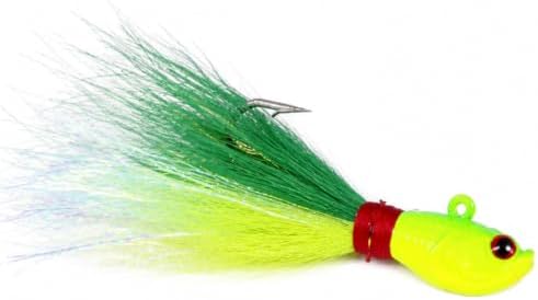Cobia Jig, 3oz Saltwater Bucktail Jigs with Chartreuse Tail, Vertical Jigging Lures for Striper, Fluke, Flounder & Walleye by Unknown