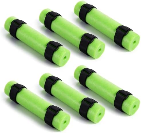 6 Pack Floating Rod Butt Cushion with 12 Fastening Straps, Fishing Rod Floats for Kayaking Floaters Poles Propel Paddle Gear, Fishing Float Tube Accessories, Kayak Accessories for Fishing (Green) by Unknown