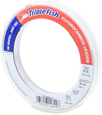 Triple Fish 100% Fluorocarbon Fishing Leader - Clear Invisible Strong and Heavy Duty Highly Abrasion Resistant, Fast Sinking Freshwater & Saltwater by TripleFish