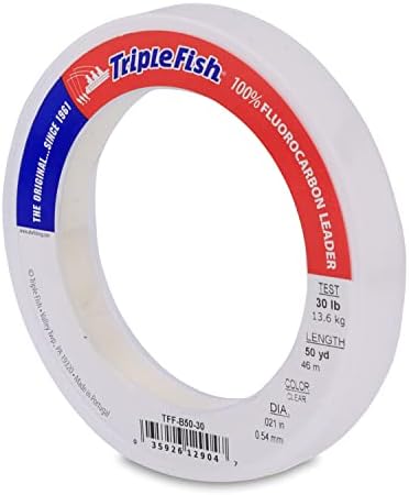 Triple Fish 100% Fluorocarbon Fishing Leader - Clear Invisible Strong and Heavy Duty Highly Abrasion Resistant, Fast Sinking Freshwater & Saltwater by TripleFish