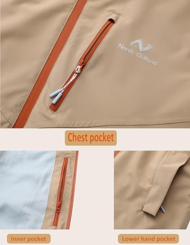 NORDIC OUTLAND Rain Jacket Men,Waterproof Breathable Long Raincoat with Hood Mesh Lining,Windbreaker for outdoor activities - Image 4