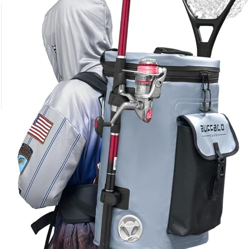 Buffalo Gear Fish Cooler Backpack 32Qt Waterproof Fishing Backpack Cooler Portable Fish Bag, Keep Ice Cold More Than 24 Hours - Image 4